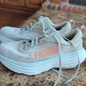 Hoka Women's Sneakers in Sky Blue and Coral